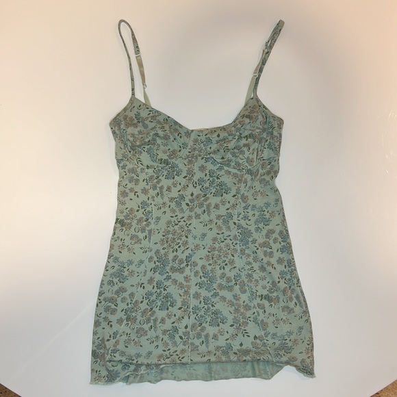 Aritzia Wilfred Bustier Long Tank  w/Adjustable Straps Sz XS Mint Green floral - Picture 7 of 9